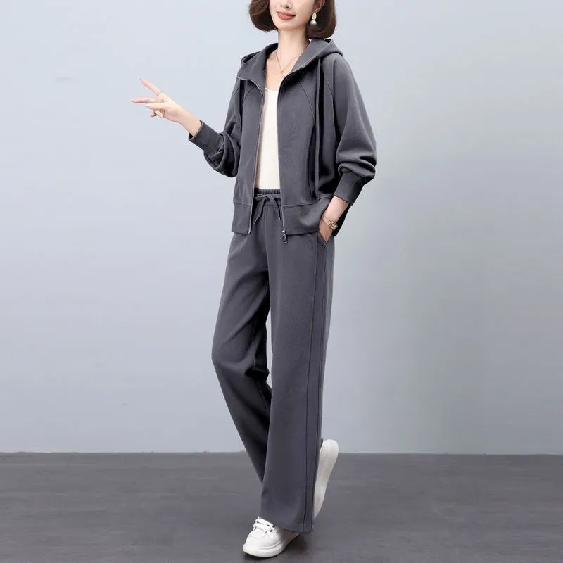 Plant Parent Hoodie - Ensemble deux pièces gris décontracté pour