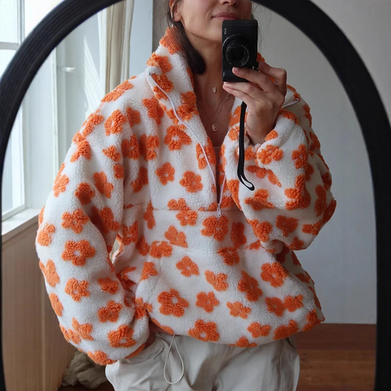 Plant Parent Hoodie - Sweat-shirt à fleurs en polaire pour